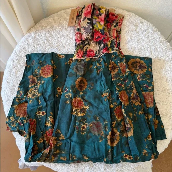 NWT - NATURAL LIFE Teal and Pink Floral Jumpsuit. Women’s size M. - Picture 7 of 8